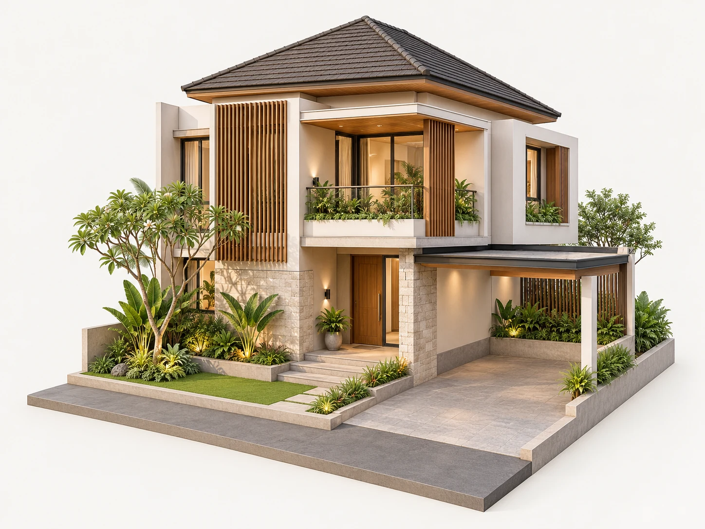 Ilustrasi konsep 3D fasad & karakter bangunan