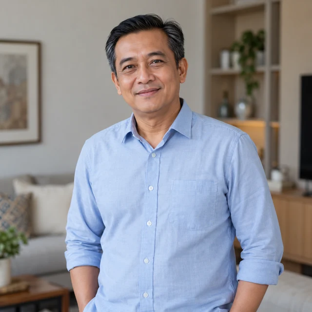 Potret AI fiktif untuk contoh profil customer