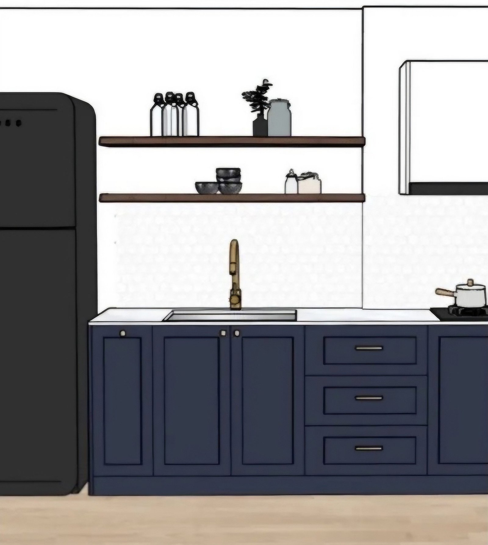 Konsep — Detail kitchen set Kemang Village