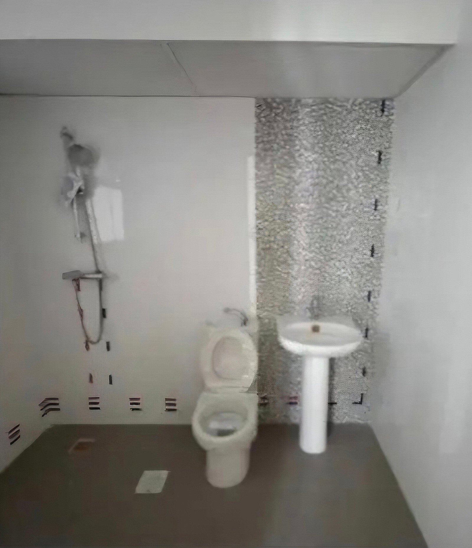 Before — Kamar mandi · aksen biru Kemang Village
